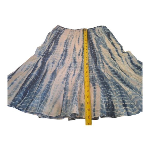 Lafayette 148 Silk Blend Skirt Tie dye lined knee length size 4 blue tulip flare - Picture 10 of 11